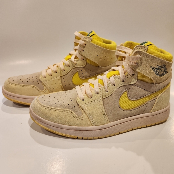 Jordan 1 High Zoom Yellow and Cream High-Top Sneakers - Picture 1 of 5